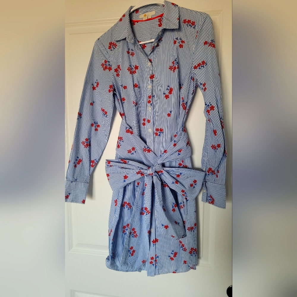 Boden Striped Floral Shift Shirt Dress